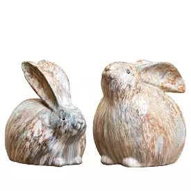 Set Of Two 6 Terra Cotta Resin Rabbit Figurine