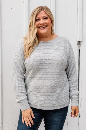 Strive To Stand Out Knit Top- Light Grey