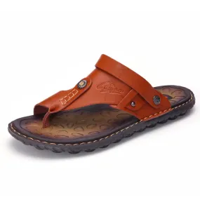 Summer Slippers Men Genuine Cow Leather Sandals