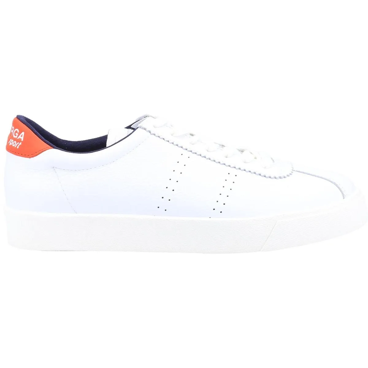 Superga 2843 Club S Comfort Leather Trainer Orange/Blue Navy