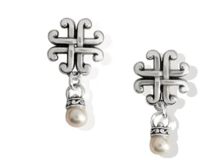 Taos Pearl Cross Petite Post Drop Earrings