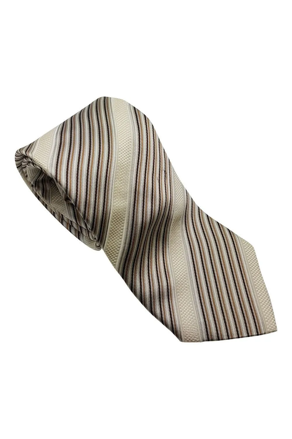 TED BAKER Endurance Cream and Brown Striped Silk Tie 61