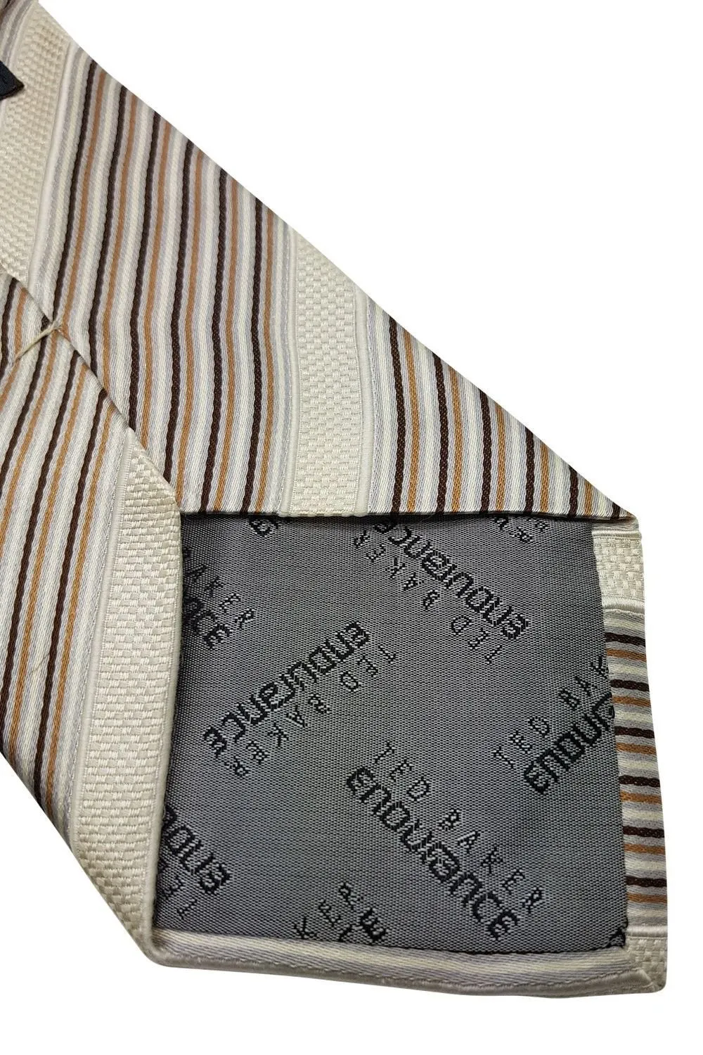 TED BAKER Endurance Cream and Brown Striped Silk Tie 61