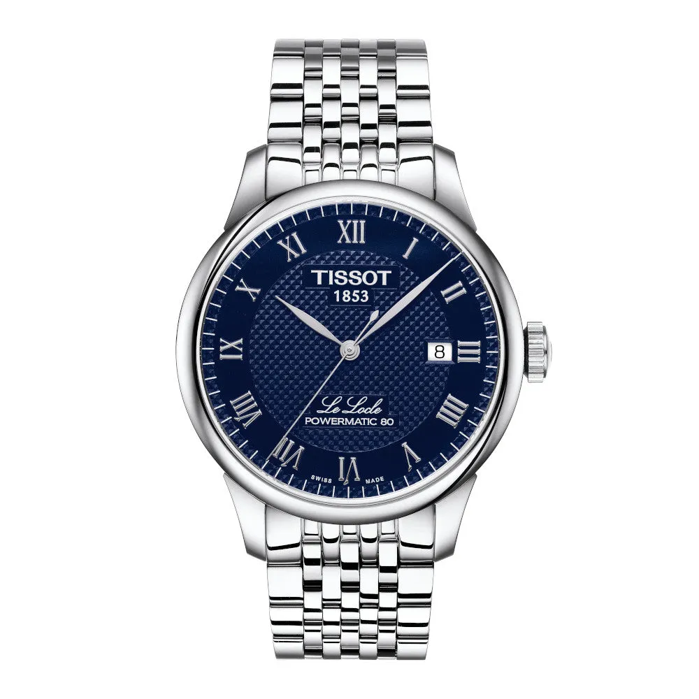 Tissot Le Locle Powermatic 80 Mens Stainless Steel Blue Dial Watch