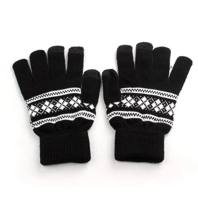 Unisex Glove Warm Knitted Screen Gloves Printing Geometric Soft Warm Knitted Gloves Luva Inverno#A11 SM6