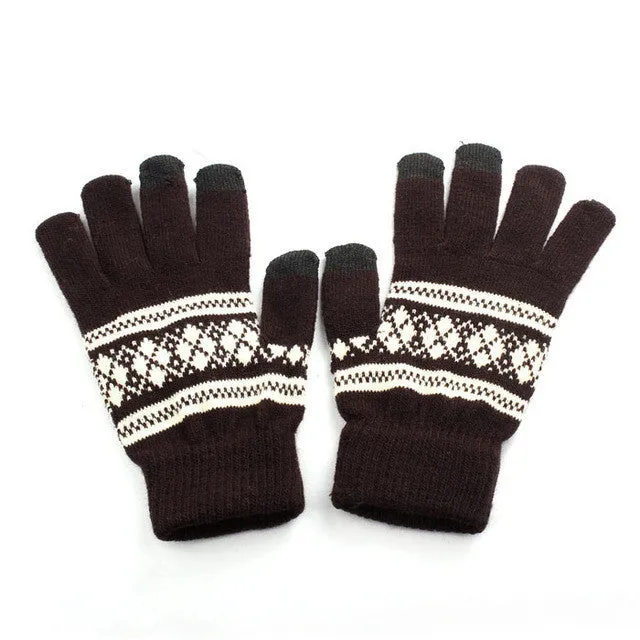 Unisex Glove Warm Knitted Screen Gloves Printing Geometric Soft Warm Knitted Gloves Luva Inverno#A11 SM6