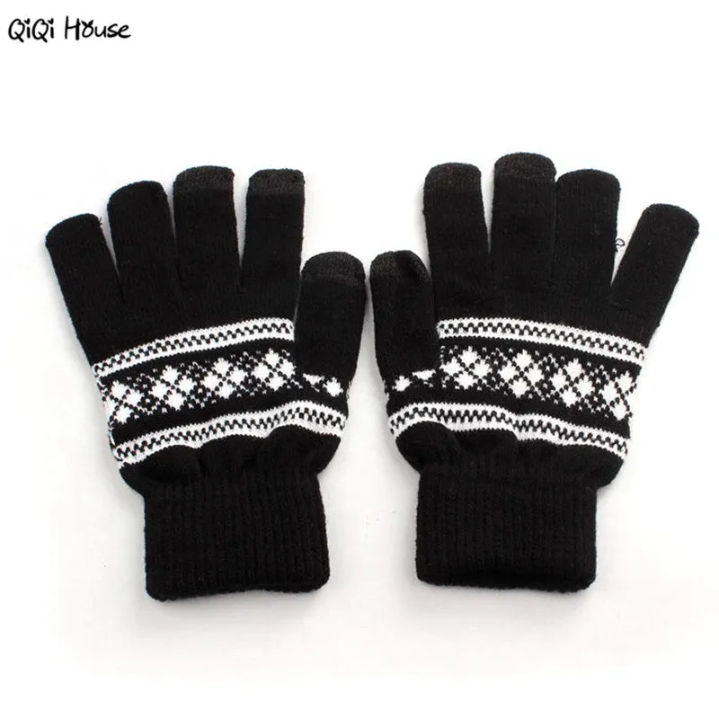 Unisex Glove Warm Knitted Screen Gloves Printing Geometric Soft Warm Knitted Gloves Luva Inverno#A11 SM6