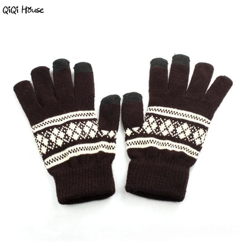 Unisex Glove Warm Knitted Screen Gloves Printing Geometric Soft Warm Knitted Gloves Luva Inverno#A11 SM6