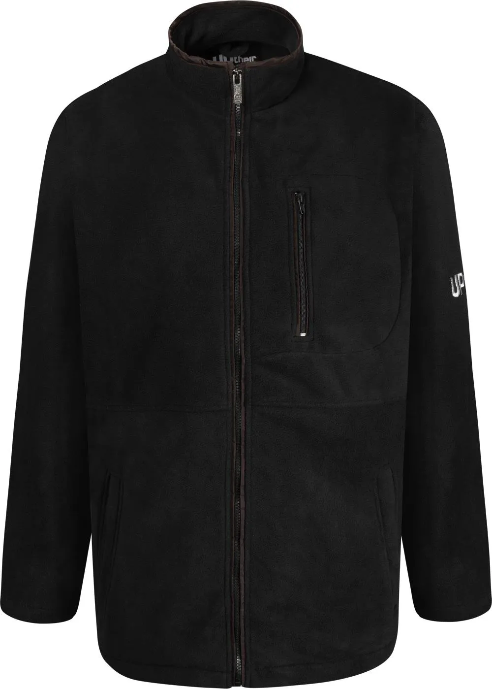 Uptheir Luxury Abe Leather Trim Fleece Jacket - Black