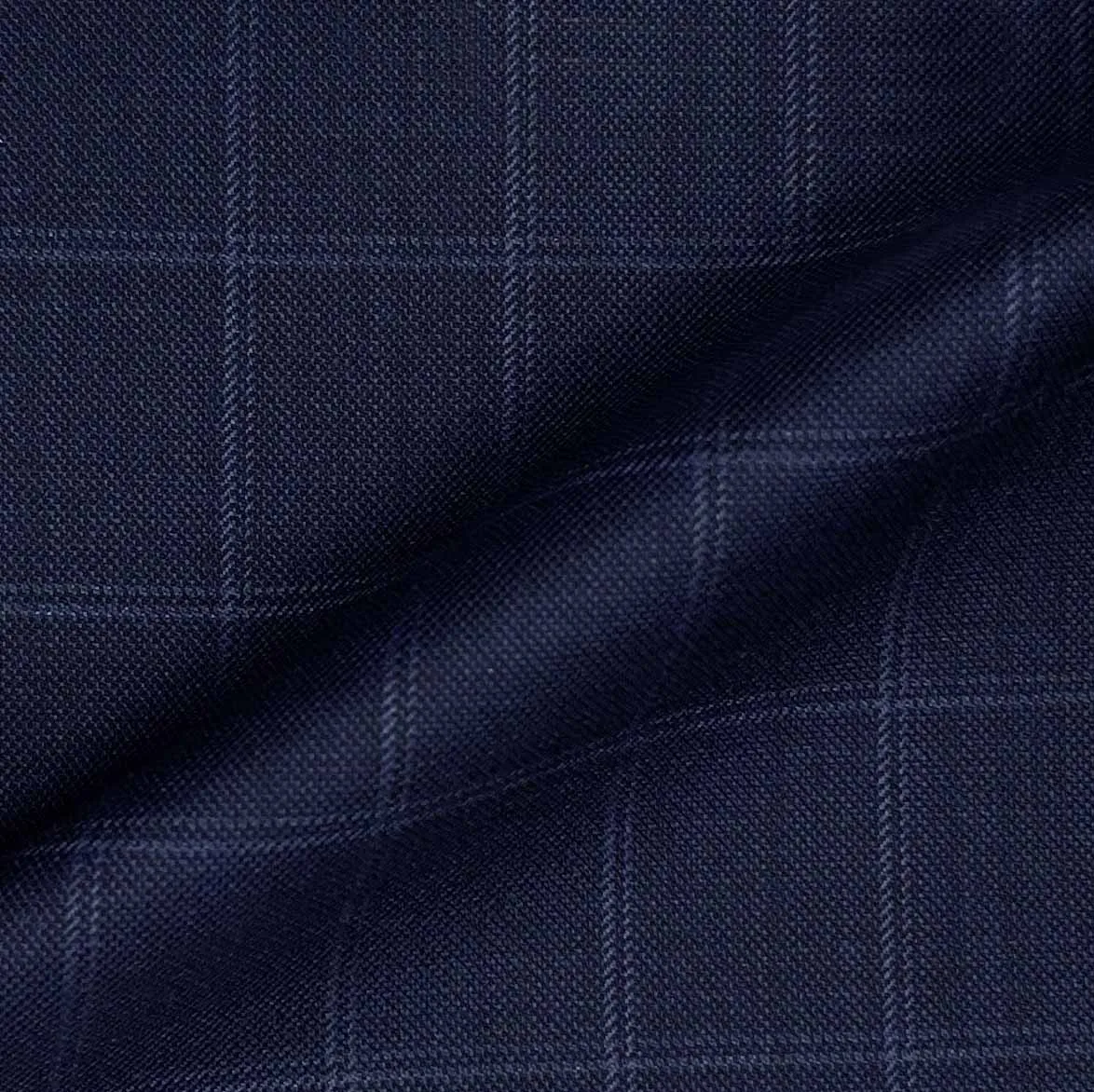 VITALE BARBERIS CANONICO (Revenge Super 150's) - Made In Italy - Navy Steel Blue Grid Check