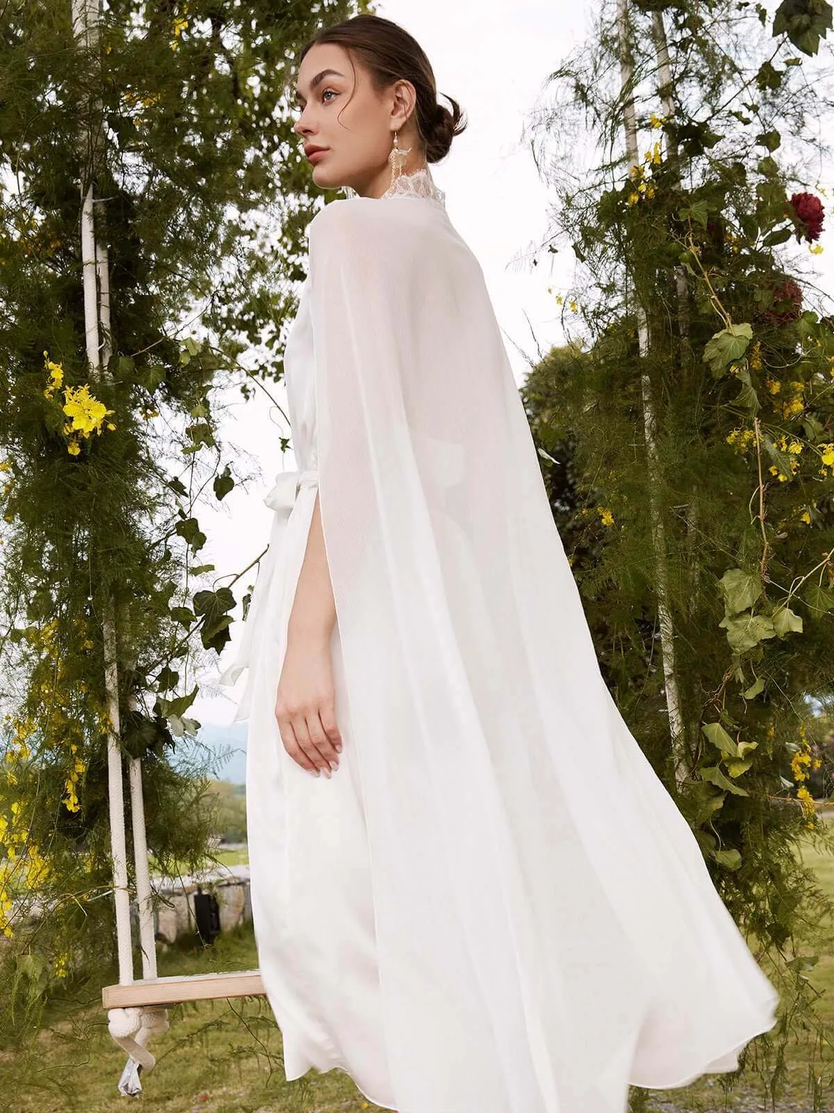 White Cape Bridal Robe