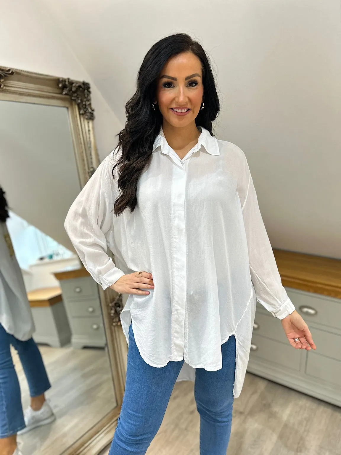 White Sequin Star Blouse Simone