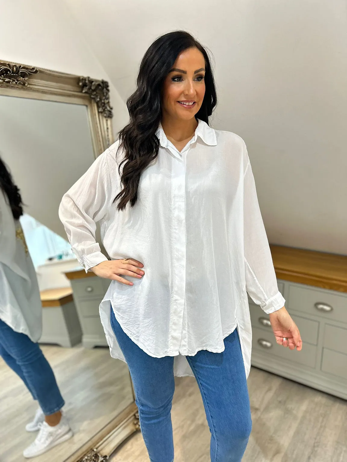 White Sequin Star Blouse Simone