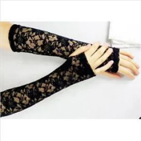 women's long black lace gloves sexy fingerless gloves sunscreen beach driving gloves SM6